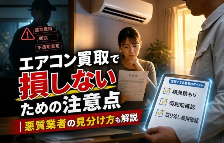 エアコン買取で損しないための注意点のイメージ