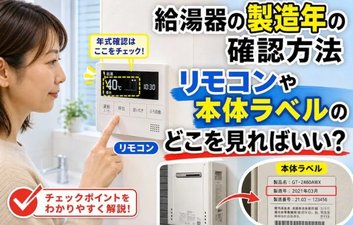 給湯器の製造年の確認方法のイメージ