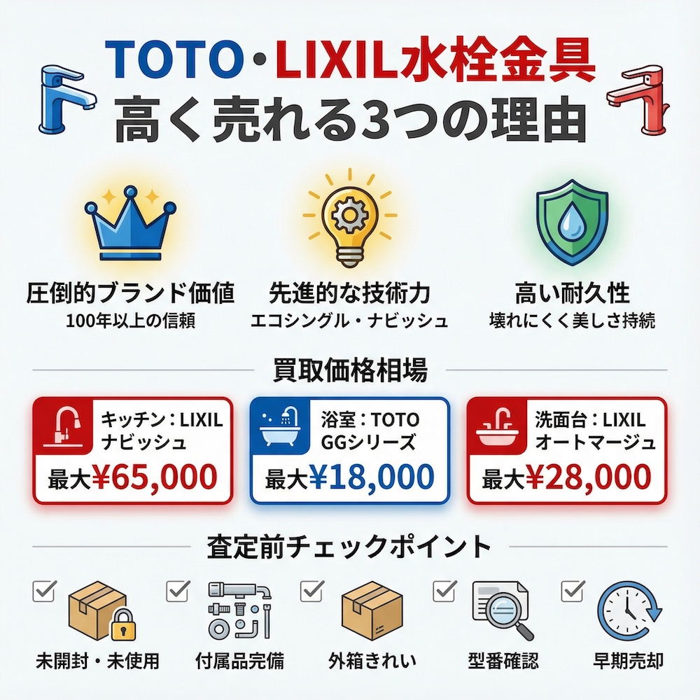 TOTO・LIXILの水栓金具が高く売れる3つの理由
