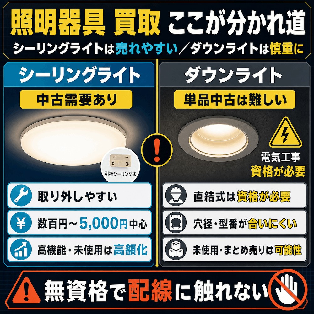 照明器具買取、ここが分かれ道